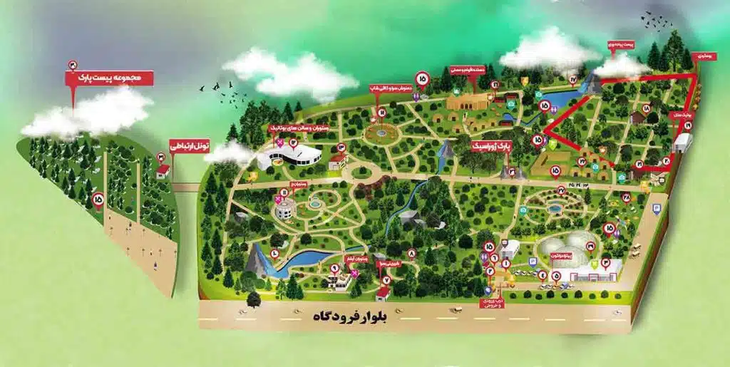 نقشه راهنمای باغ مشهد